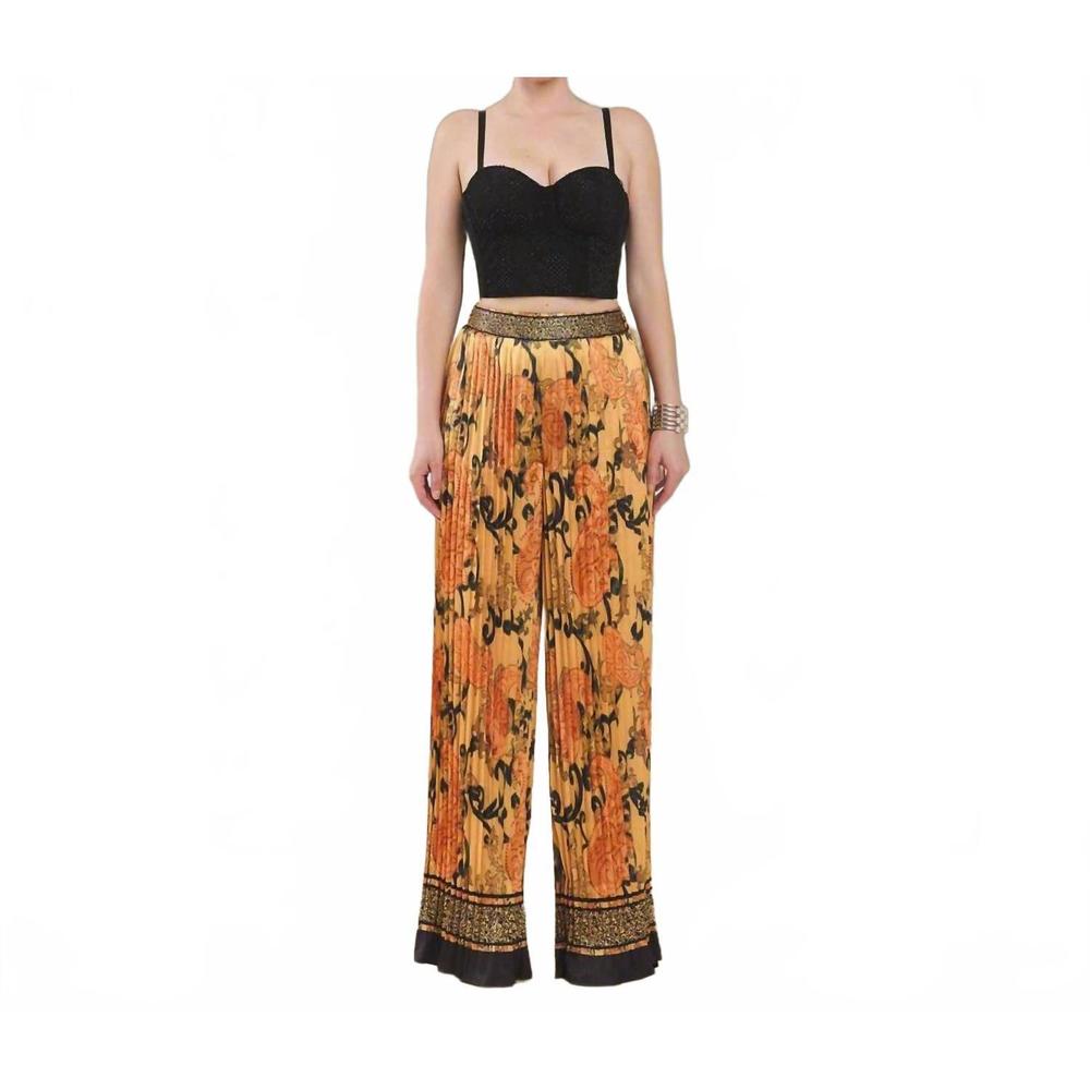NEW THE SANG pleated palazzo pants in gold mustard